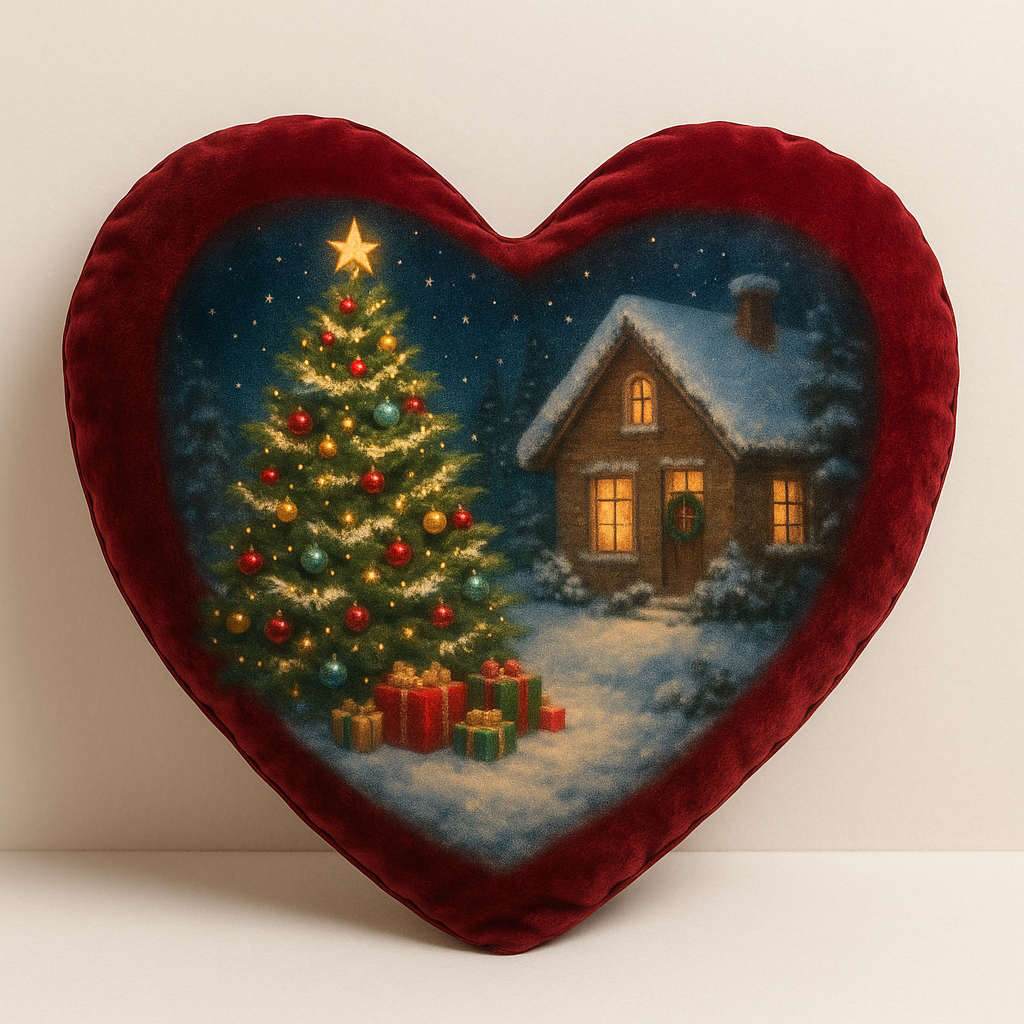 Heart Cushion Cover, Velvet Feel, 42cm x 38cm